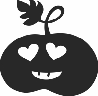 Halloween lovely Pumpkin with heart eyes - For Laser Cut DXF CDR SVG Files - free download