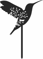 floral Hummingbird garden stake - For Laser Cut DXF CDR SVG Files - free download