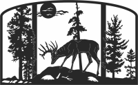 deer scene forest art - fichier DXF SVG CDR coupe, prêt à découper pour plasma routeur laser