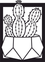 potted plant cactus art decor - fichier DXF SVG CDR coupe, prêt à découper pour plasma routeur laser