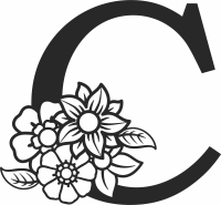 Monogram Letter C with flowers - For Laser Cut DXF CDR SVG Files - free download