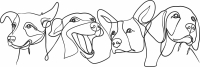one line dogs wall decor - Para archivos DXF CDR SVG cortados con láser - descarga gratuita