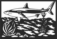 Shark wildlife scene cliparts - fichier DXF SVG CDR coupe, prêt à découper pour plasma routeur laser