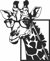 Giraffe with glasses wall art - For Laser Cut DXF CDR SVG Files - free download