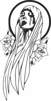 Girl Nun with blood Tears - For Laser Cut DXF CDR SVG Files - free download