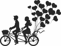 Couple On Tandem Bike - For Laser Cut DXF CDR SVG Files - free download