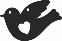 Bird with heart clipart - For Laser Cut DXF CDR SVG Files - free download