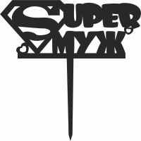 Heart love super man cake topper - Para archivos DXF CDR SVG cortados con láser - descarga gratuita