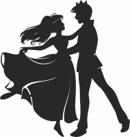 dancing beauty and the beast silhouette - For Laser Cut DXF CDR SVG Files - free download