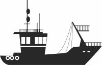 fishing boat ship clipart - For Laser Cut DXF CDR SVG Files - free download