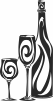 Wine Glass And Bottle Clipart - Para archivos DXF CDR SVG cortados con láser - descarga gratuita