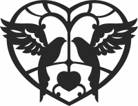 birds on heart clipart - For Laser Cut DXF CDR SVG Files - free download
