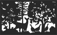 deer peacock scene forest art - fichier DXF SVG CDR coupe, prêt à découper pour plasma routeur laser