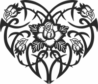 Heart clipart with flowers - For Laser Cut DXF CDR SVG Files - free download