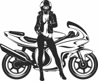 Sexy Girl and Sport Motorcycle - fichier DXF SVG CDR coupe, prêt à découper pour plasma routeur laser
