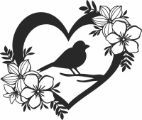 floral Heart bird cliparts - For Laser Cut DXF CDR SVG Files - free download