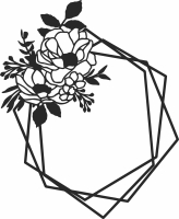 flowers hexagon frame - For Laser Cut DXF CDR SVG Files - free download