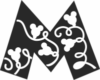Mickey Mouse M monogram - Para archivos DXF CDR SVG cortados con láser - descarga gratuita