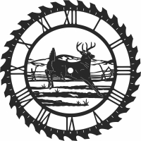 deer sceen saw wall clock - For Laser Cut DXF CDR SVG Files - free download