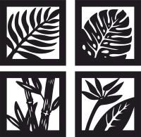 Palm Leaves Leaf Artwork Wall Art - For Laser Cut DXF CDR SVG Files - free download