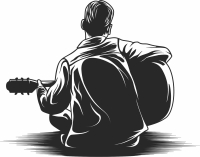 man playing guitar clipart - For Laser Cut DXF CDR SVG Files - free download