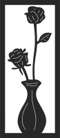 Rose flowers in vase decor - fichier DXF SVG CDR coupe, prêt à découper pour plasma routeur laser