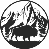Bison forest wall arts - For Laser Cut DXF CDR SVG Files - free download