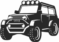 jeep 4x4 clipart car silhouette - fichier DXF SVG CDR coupe, prêt à découper pour plasma routeur laser
