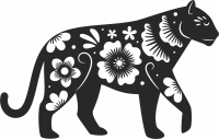 tiger with flowers clipart - For Laser Cut DXF CDR SVG Files - free download