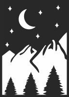 moon mountain scene wall decor - For Laser Cut DXF CDR SVG Files - free download
