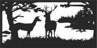 deer scene forest clipart - fichier DXF SVG CDR coupe, prêt à découper pour plasma routeur laser