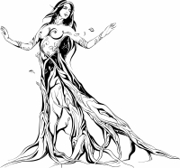 Sexy women tree drawing art - For Laser Cut DXF CDR SVG Files - free download