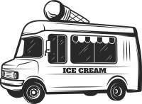 Ice cream truck car clipart - Para archivos DXF CDR SVG cortados con láser - descarga gratuita