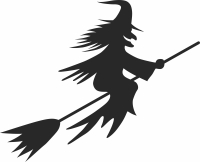 Witch Riding a Broom clipart - fichier DXF SVG CDR coupe, prêt à découper pour plasma routeur laser