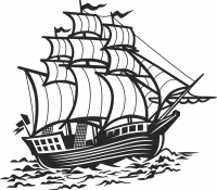 Sailboat Sea ship wall art - For Laser Cut DXF CDR SVG Files - free download
