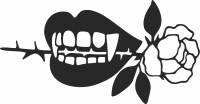 Rose In vampir Teeth clipart - Para archivos DXF CDR SVG cortados con láser - descarga gratuita