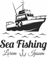 Fishing Boat logo - fichier DXF SVG CDR coupe, prêt à découper pour plasma routeur laser