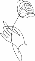 flower rose one line art - For Laser Cut DXF CDR SVG Files - free download