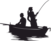 fishing couple clipart - Para archivos DXF CDR SVG cortados con láser - descarga gratuita