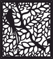 decorative bird on branch panel screen - For Laser Cut DXF CDR SVG Files - free download