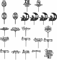pack of birthday cakestake - For Laser Cut DXF CDR SVG Files - free download
