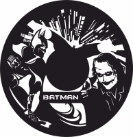 BATMAN AND JOKER vinyl clock - For Laser Cut DXF CDR SVG Files - free download