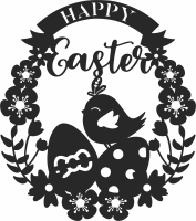 happy Easter egg bird clipart - fichier DXF SVG CDR coupe, prêt à découper pour plasma routeur laser