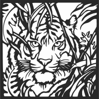 hunting tiger scene art wall decor - Para archivos DXF CDR SVG cortados con láser - descarga gratuita