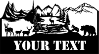 forest elk deer bear scene with name - Para archivos DXF CDR SVG cortados con láser - descarga gratuita