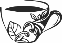 coffee floral cup - For Laser Cut DXF CDR SVG Files - free download