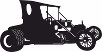 Old Car Silhouette Vector Art - For Laser Cut DXF CDR SVG Files - free download