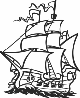 pirate ship clipart - For Laser Cut DXF CDR SVG Files - free download