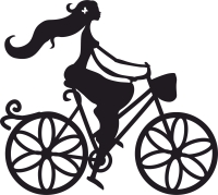girsl with her Bicycle clipart - For Laser Cut DXF CDR SVG Files - free download