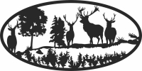 elk deer scene forest art - fichier DXF SVG CDR coupe, prêt à découper pour plasma routeur laser